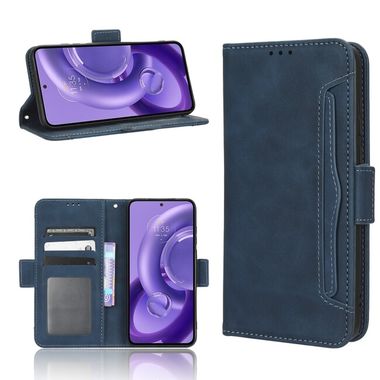 Peňaženkové kožené puzdro Calf Texture na Motorola Edge 30 Neo - Modrá