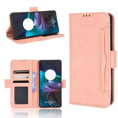 Peňaženkové kožené puzdro Calf Texture na Motorola Edge 30 - Ružová