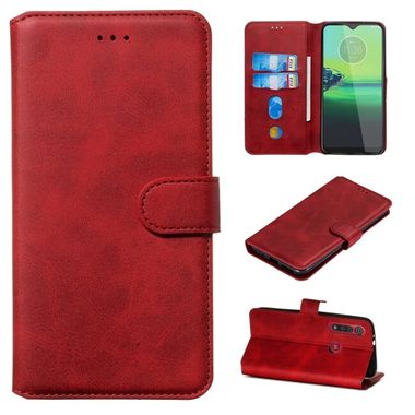 Peňaženkové kožené puzdro Calf Texture na Motorola Moto G8 Play - Červená