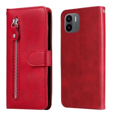 Peňaženkové kožené puzdro CALF ZIPPER na Xiaomi Redmi A1 – Červená