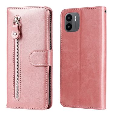 Peňaženkové kožené puzdro CALF ZIPPER na Xiaomi Redmi A1 – Ružovozlatá