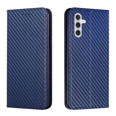 Peňaženkové kožené puzdro Carbon Fiber na Samsung Galaxy A05s - Modrá