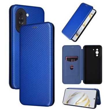 Peňaženkové kožené puzdro CARBON na Huawei Nova 10 – Modrá