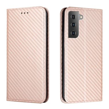 Peňaženkové kožené puzdro CARBON na Samsung Galaxy S23 Plus 5G – Ružovozlatá