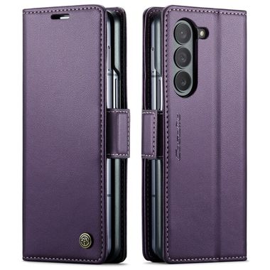 Peňaženkové kožené puzdro CaseMe Anti-Theft na Samsung Galaxy Z Fold5 - Fialová