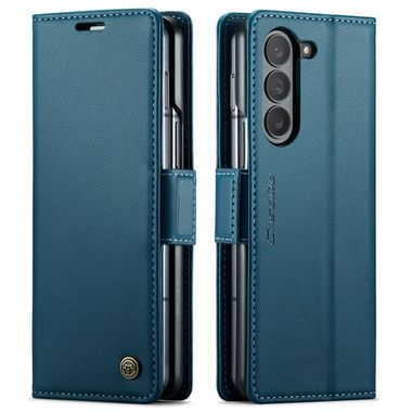 Peňaženkové kožené puzdro CaseMe Anti-Theft na Samsung Galaxy Z Fold5 - Modrá