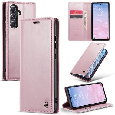 Peňaženkové kožené puzdro CaseMe Business na Samsung Galaxy S23 FE - Ružová
