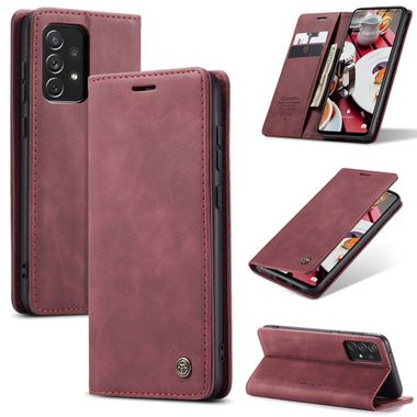 Peňaženkové kožené puzdro CaseMe Flip na Samsung Galaxy A73 5G - Vínovo červená