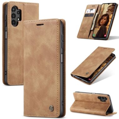 Peňaženkové kožené puzdro CaseMe na Samsung Galaxy A04s – Hnedá