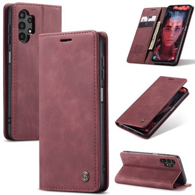Peňaženkové kožené puzdro CaseMe na Samsung Galaxy A04s – Vínovo červená