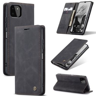 Peňaženkové kožené puzdro CaseMe na Samsung Galaxy A22 5G - Čierna