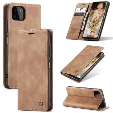 Peňaženkové kožené puzdro CaseMe na Samsung Galaxy A22 5G - Hnedá