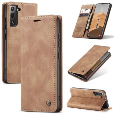 Peňaženkové kožené puzdro CaseMe na Samsung Galaxy S22 5G - Hnedá