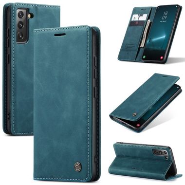 Peňaženkové kožené puzdro CaseMe na Samsung Galaxy S22 Plus 5G - Modrá