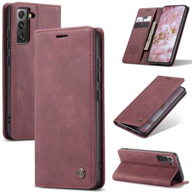Peňaženkové kožené puzdro CaseMe na Samsung Galaxy S22 Plus 5G - Wine Red