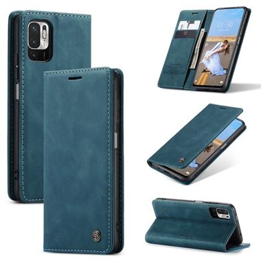 Peňaženkové kožené puzdro CaseMe na Xiaomi Redmi Note 10 5G - Modrá