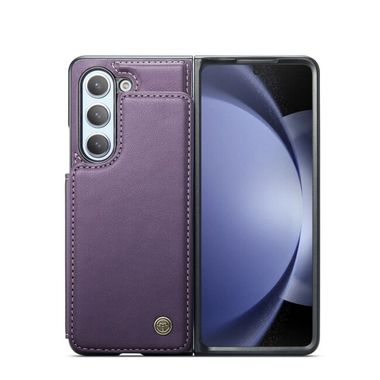 Peňaženkové kožené puzdro CaseMe RFID na Samsung Galaxy Z Fold5 - Fialová