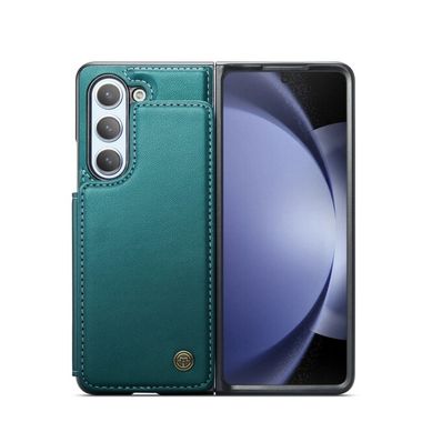 Peňaženkové kožené puzdro CaseMe RFID na Samsung Galaxy Z Fold5 - Modrozelená