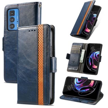 Peňaženkové kožené puzdro CaseNeo na Motorola Edge 20 Pro - Modrá