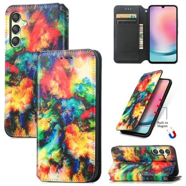 Peňaženkové kožené puzdro CaseNeo na Samsung Galaxy A25 5G - Colorful Cloud