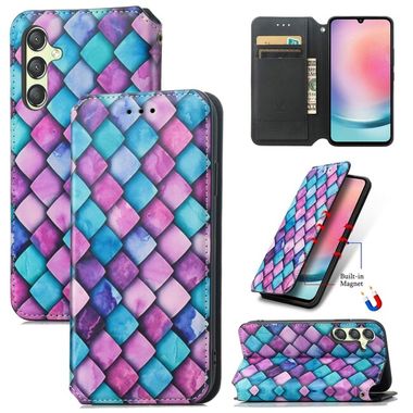 Peňaženkové kožené puzdro CaseNeo na Samsung Galaxy A25 5G - Purple Scales