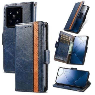 Peňaženkové kožené puzdro CaseNeo na Xiaomi 14 - Modrá