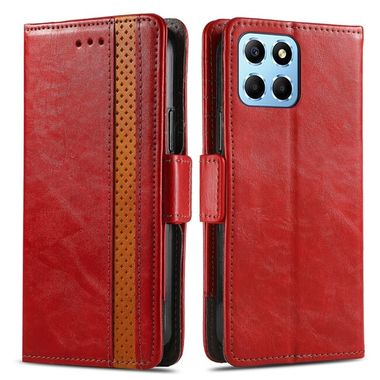 Peňaženkové kožené puzdro CaseNeo Splicing na Honor X8 5G/X6 - Červená