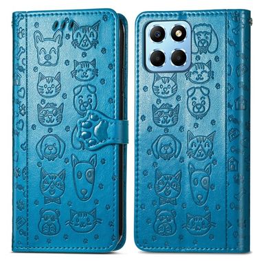 Peňaženkové kožené puzdro Cat and Dog na Honor X8 5G/X6 - Modrá