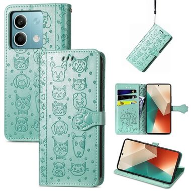 Peňaženkové kožené puzdro Cat and Dog na Xiaomi Redmi Note 13 - Zelená