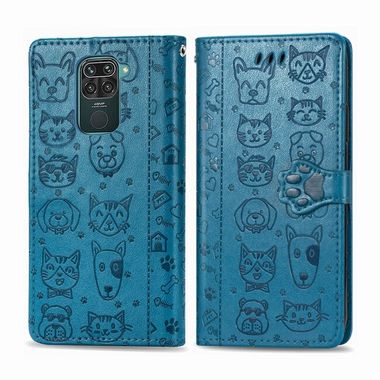 Peňaženkové kožené puzdro CAT AND DOG na Xiaomi Redmi Note 9 - Modrá