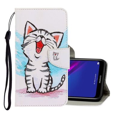 Peňaženkové kožené puzdro CAT na Huawei Y6 2019 – Biela