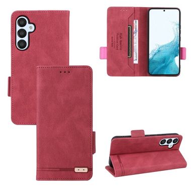Peňaženkové kožené puzdro CLASP na Samsung Galaxy A54 5G – Červená