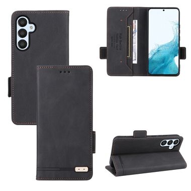 Peňaženkové kožené puzdro CLASP na Samsung Galaxy A54 5G – Čierna