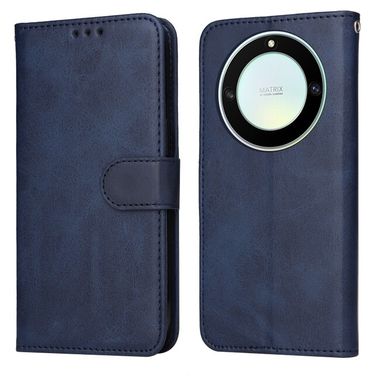 Peňaženkové kožené puzdro Classic Calf na Honor Magic5 Lite - Modrá