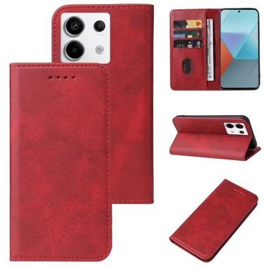 Peňaženkové kožené puzdro Closure na Xiaomi Redmi Note 13 Pro - Červená