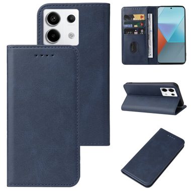 Peňaženkové kožené puzdro Closure na Xiaomi Redmi Note 13 Pro - Modrá