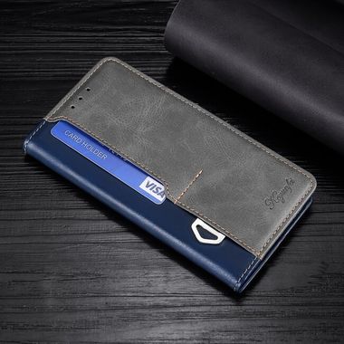 Peňaženkové kožené puzdro COLOR na Huawei Nova 8i - Modrošedá