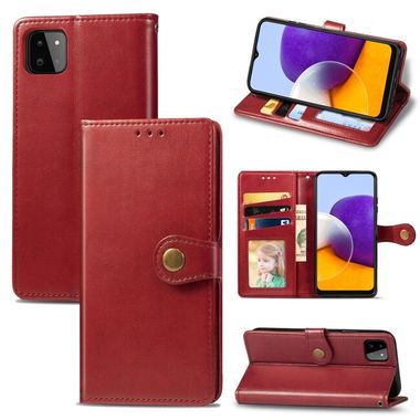 Peňaženkové kožené puzdro COLOR na Samsung Galaxy A22 4G - Červená