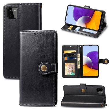 Peňaženkové kožené puzdro COLOR na Samsung Galaxy A22 4G - Čierna