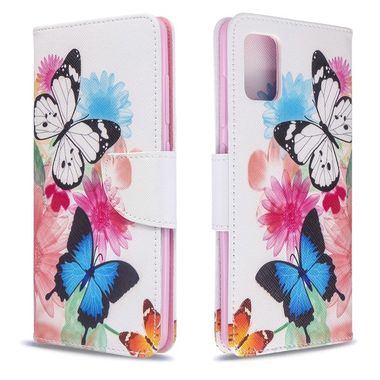 Peňaženkové kožené puzdro Colored Drawing Pattern na Samsung Galaxy A51 -motýľ