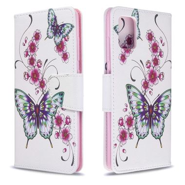 Peňaženkové kožené puzdro Colored Drawing Pattern na Samsung Galaxy A51Two Butterflies