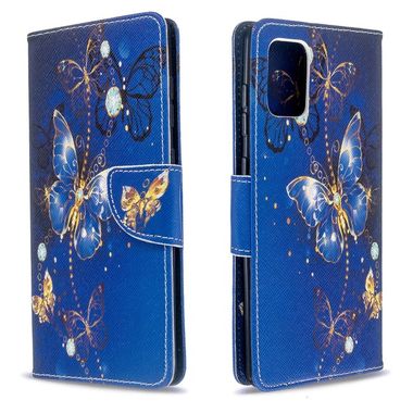 Peňaženkové kožené puzdro Colored Drawingl na Samsung Galaxy A71-Purple Butterfly