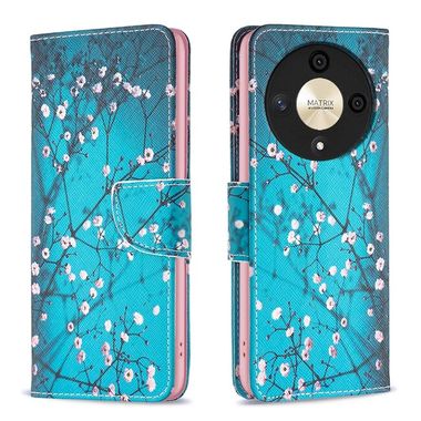 Peňaženkové kožené puzdro Colored na Honor Magic6 Lite - Slivkový kvet