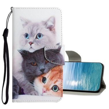 Peňaženkové kožené puzdro COLORED na Samsung Galaxy A23 5G - 3 mačky