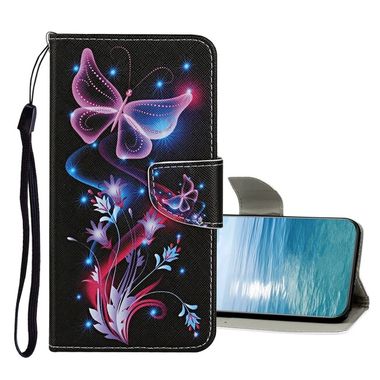 Peňaženkové kožené puzdro COLORED na Samsung Galaxy A23 5G - Fluorescenčný motýľ