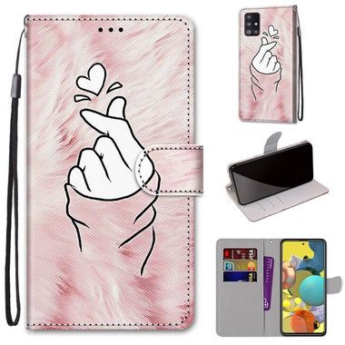 Peňaženkové kožené puzdro na Samsung Galaxy A51 5G - Pink Hands Than Hearts