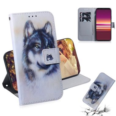 Peňaženkové kožené puzdro na Sony Xperia 5 - White Wolf