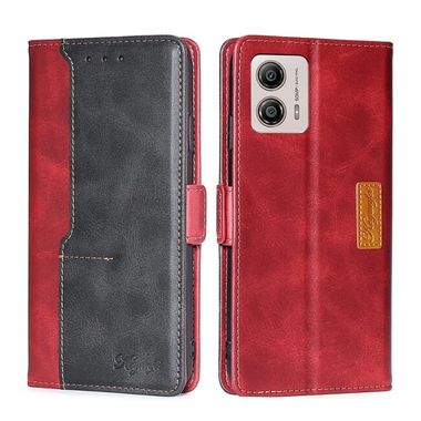 Peňaženkové kožené puzdro Contrast na Motorola Moto G13 / G23 / G53 5G - Čierna a Červená