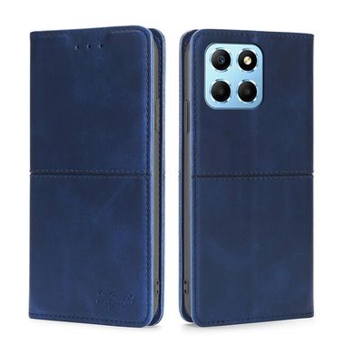 Peňaženkové kožené puzdro Cow na Honor X8 5G/X6 - Modrá