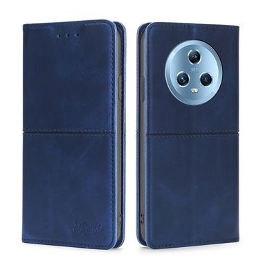 Peňaženkové kožené puzdro Cow Texture na Honor Magic5 - Modrá
